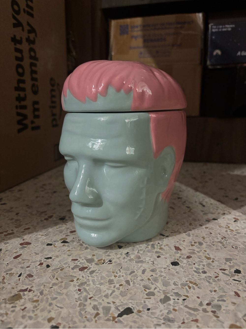 Mini Pink Frankenstein Cookie Jar